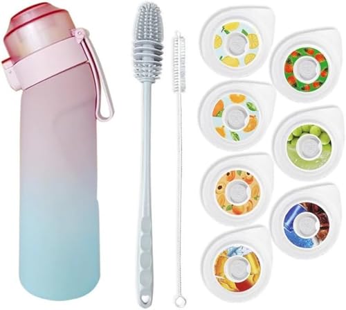 Générique Gourde Sport, avec Lot de 7 capsules aromatiques pour bouteille d'eau, Pods parfumés pour eau aromatique 0 sucre,Sans BPA,bouteille d'eau étanche pour gym,course à pied Camping et randonné