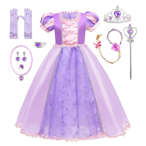 yecwkaz Costume Enfant Fille Robe de Princesse Deguisement Princesse Fille pour Anniversaire FêTe Noël Carnaval Halloween Cosplay Costumes, 140cm
