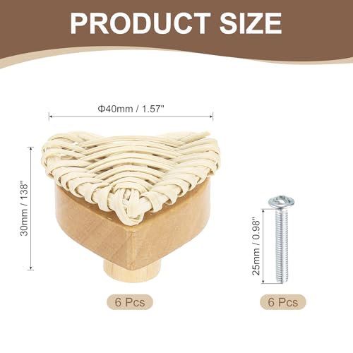 Boutons de commode en rotin tressé à la main en cœur pour meubles chics - 3