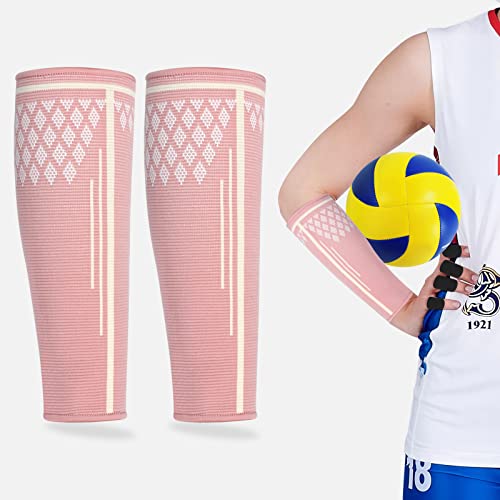 Vefungyan Volleyball Arm Sleeve Finger Protector: Volleyball Hitting Passing Compression Forearm Sleeves And Finger Protectors For Kids & Youth Women (Pink, S) #TOP2
