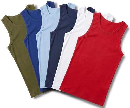 Image of JUNGANRHA® 6 Pack Men's Cotton Sleeveless Gym Vests for Men UK Plain Casual Summer Breathable Training Bodybuilding Mens Vest Tops Everyday Wear Undershirt Tank Tops Assorted Size 4XL