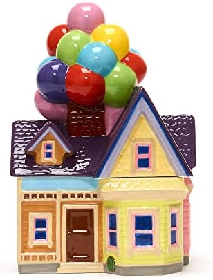 Disney Store Official Up Cookie Jar, 19.5x19x28cm/7x7x11, Carl House Ceramic Cookie Jar, Removable Roof, Colourful Sculpted Details, Holds Cookies and Other Tasty Treats