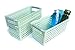 Honla Slim Plastic Storage Baskets Bins Organizer with Gray Handles,Set of 3,Green