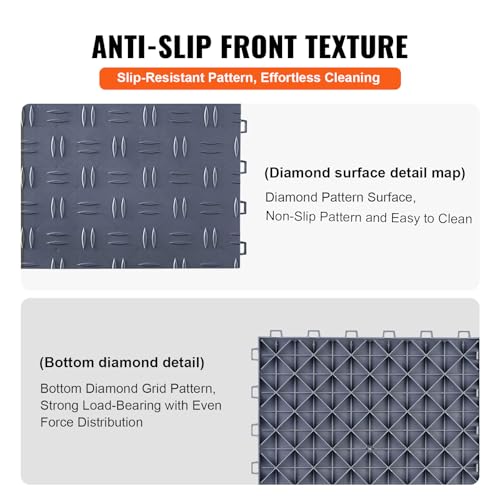 image for VEVOR Garage Tiles Interlocking, 12 x 12 x 0.53 inch 50 Pack Garage Fl