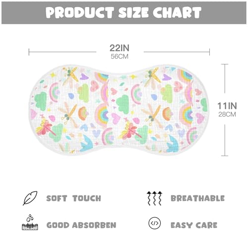 xigua Rainbows Baby Burp Cloths for Newborn Boys and Girls 2 Pack, Soft & Absorbent Cotton Baby Burp Cloth, Baby Washcloths, Newborn Towel, Burp Rags4
