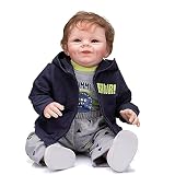 Reborn Baby Dolls Reborn Baby Dolls Réaliste 22 Pouces Silicone Toddler Doll avec Mignons Yeux Ouverts Look Real Life pour Filles Garçons Cadeau d'anniversaire (Fille) (Garçon)
