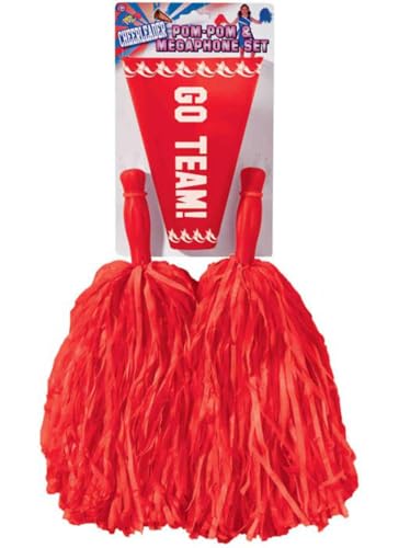 Set de pom-pom et megaphone rouges avec poignee ergonomique legere