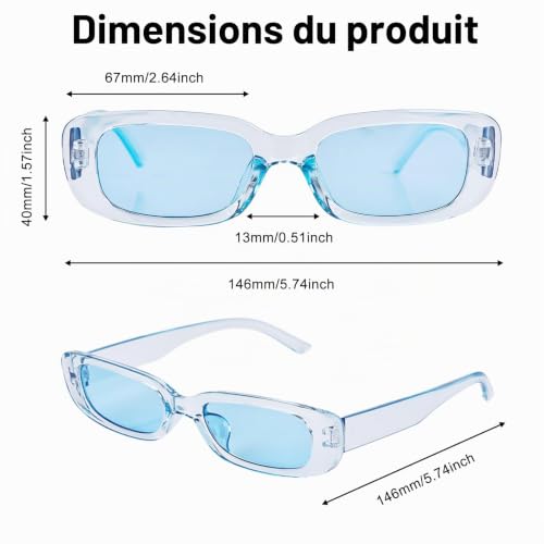 Demlaka 14 paires de lunettes de soleil vintage rectangulaires : ensemble de lunettes de soleil rétro des années 90, lunettes rétro à la mode avec protection UV, lunettes tendance pour homme et femme – vue 2