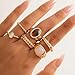 14K Gold Plated Stackable Knuckle Rings Set for Women Trendy Chunky Simulation Gemstone Signet Rings Dainty Midi Finger Rings Pack Aesthetic Statement Jewelry for Bridesmaid Wedding Gifts (6 Pcs Gold)
