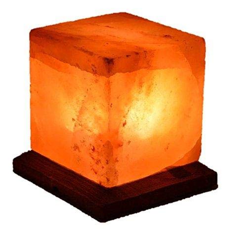 Glow Himalayan Authentic Salt Lamp in Square shape Hand Crafted Natural Crystal Salt Rock with Certified Power cord and 2 bulbs