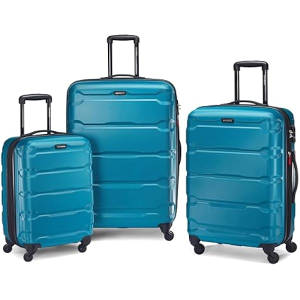 Samsonite Omni Pc Hardside расширяемый багаж, розовый, один размер, синий (Карибский синий), Checked-Large 28-Inch, Omni Pc Hardside расширяемый багаж с поворотными колесами