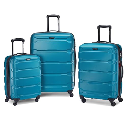 Samsonite Unisex-Adult Omni Pc Hardside Expandable Luggage with Spinner Wheels, Caribbean Blue, 3-Piece Set (20/24/28), Omni Pc Hardside Expandable Luggage with Spinner Wheels
