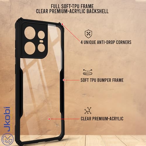 Image of Jkobi Back Cover Case for Motorola Moto Edge 50 Pro (Shockproof with Polycarbonate Clear Panel | Professional Black)