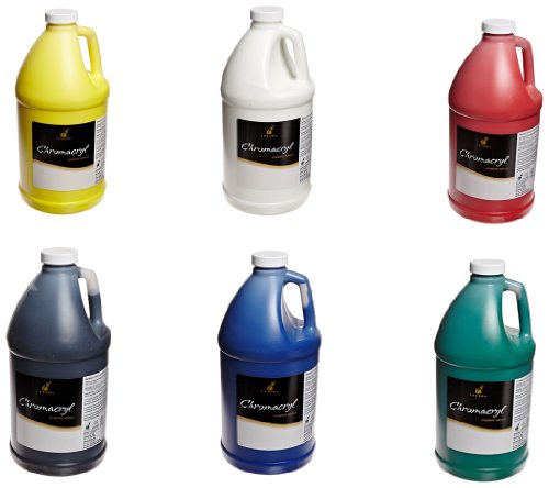 Chroma 99316 Chromacryl Premium Acrylic Paint - 1/2 Gallon - Set of 6 - Assorted Colors