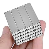 FHSVUD 20 Pcs Neodymium Bar Magnet with Double-Sided Adhesive on Back, 40x10x5mm Rectangular Strip R