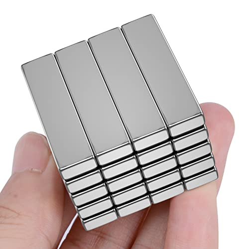 Fhsvud 20 Pcs Neodymium Bar Magnet With Double-Sided Adhesive On Back, 40X10X5Mm Rectangular Strip Rare Earth Magnets Heavy Duty, For Industrial Cabinet Crafts Building Scientific Kitchen Storage #TOP13