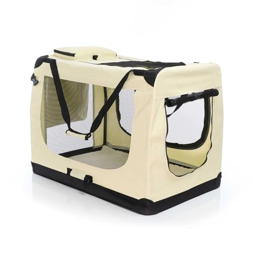 Fudajo Trasportino pieghevole beige per animali domestici Tagl XXXL (101x68x70cm) maniglia copertina