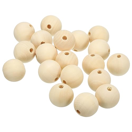 PATIKIL 30mm Wood Color Round Craft Bead, 25 Pack Natural Wood Beads for DIY Craft Jewelry Making Home Decoration