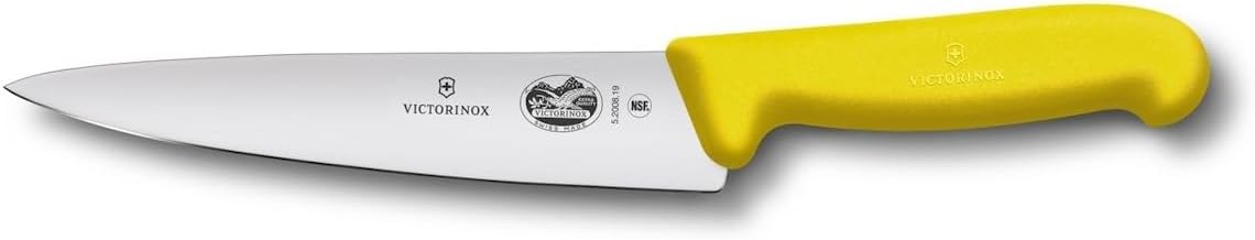 Victorinox 5.2008.19 Fibrox Pro Carving Knife for Carving Meat, Slicing and Dicing Meats, Vegetables or Fruits Straight Blade in Yellow, 7.5 inches