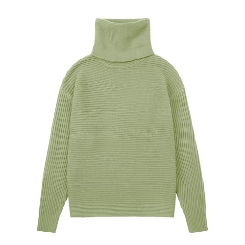 Image of chouyatou Women's Turtleneck 2 Piece Outfits Ribbed Knit Sweater Midi Pencil Skirt Set