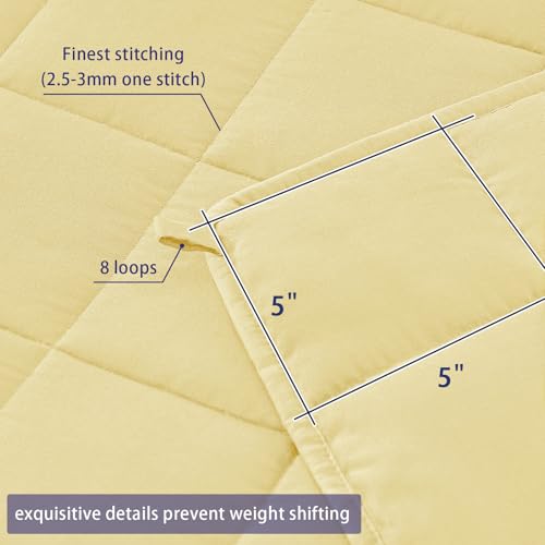 Image of yescool Weighted Blanket for Adults (15 lbs, 48 inch x 72 inch, Yellow) Cooling Heavy Blanket for Sleeping Perfect for 160-180 lbs, Twin Size Breathable Blanket with Premium Glass Bead, Machine Washable