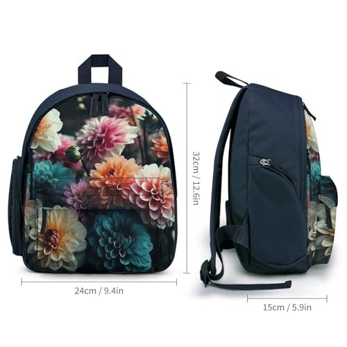 Beautiful Flowers Backpack Small Book Bag with Side Pocket, Lightweight Durable Backpack, Travel Rucksack, Blue-style2