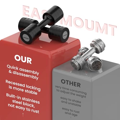 EAST MOUNT Adjustable Dumbbells 5 lb Dumbbells Set of 2 / Pair 10 lb Total Free Weights 6 in 1 Women Hand Weights for Home,Office,Gym Exercise Training 2lb 3lb 4lb 5lb Fast Adjust