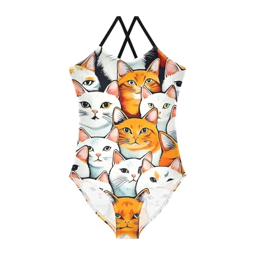 Cats Bathing Suits Kids Quick Dry Crossback Toddler One Piece Swimsuit 3T