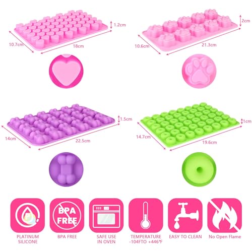 Auauraintt 4 Stück Backmatte Hundekekse,Silikon Backmatte, mit Schaber,Bürste,Kann für DIY Leckerlis für Hunde,für DIY Hundeleckerlies, Schokolade, Kekse, Eiswürfel, Süßigkeiten, BPA-Frei