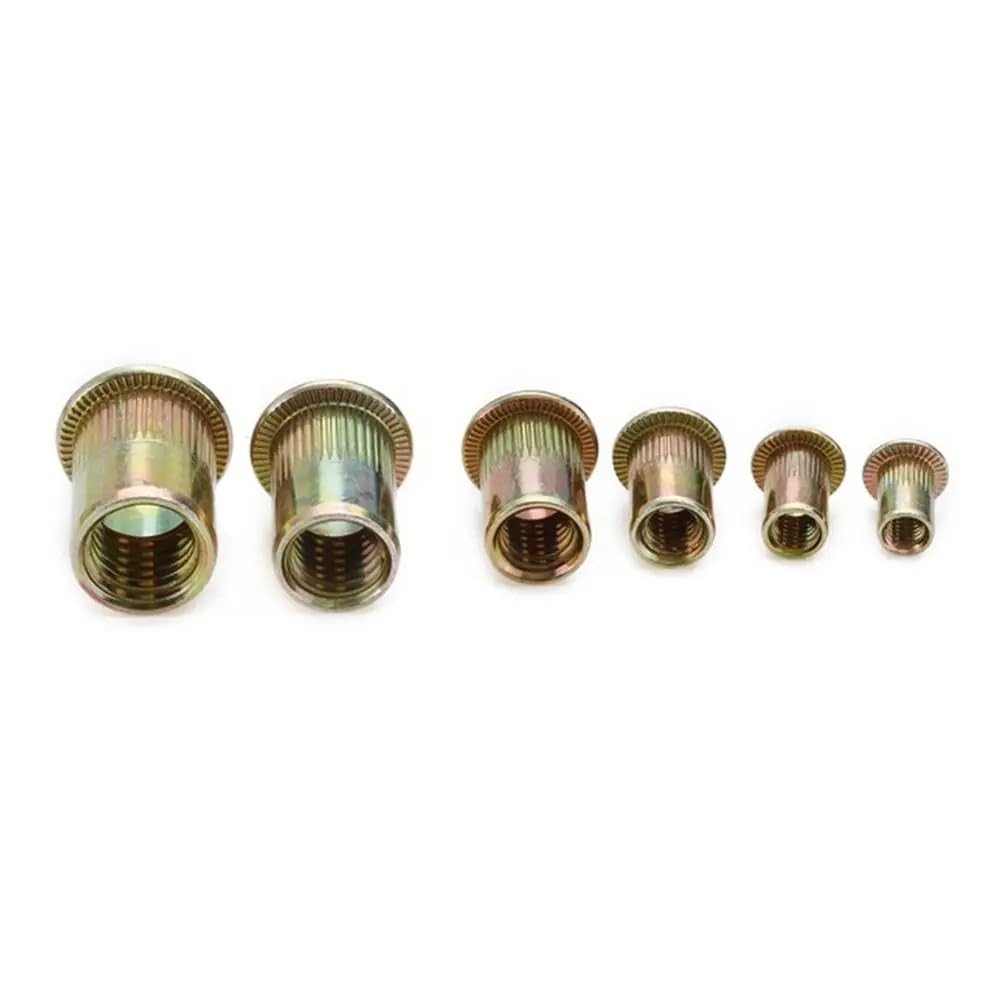 Dado Per Rivetto,Rivetti Filettati 220/170/12 0PCS. Acciaio al carbonio Dadi per rivetti Set M3 M4 M5 M6 M8 M10 Con la scatola Multi Size Inserire Dadi per rivetti di piatto testa filettata Nuts (Siz