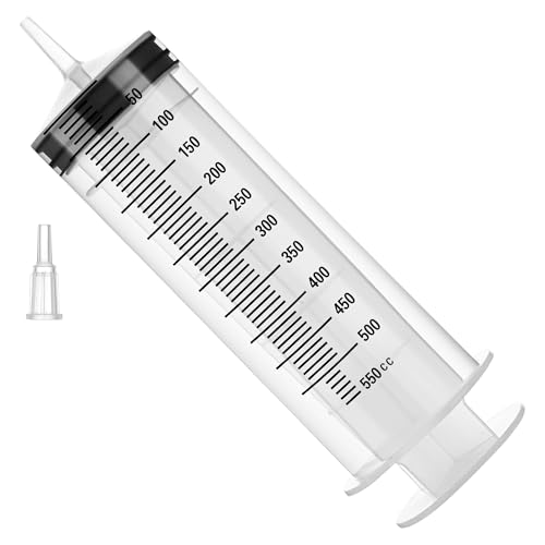 Image of 500mL Plastic Syringe for Liquid - Large Syringes with Adapter for Scientific Labs, Feeding, Oil Filling, Individually Wrapped, 1 Pack