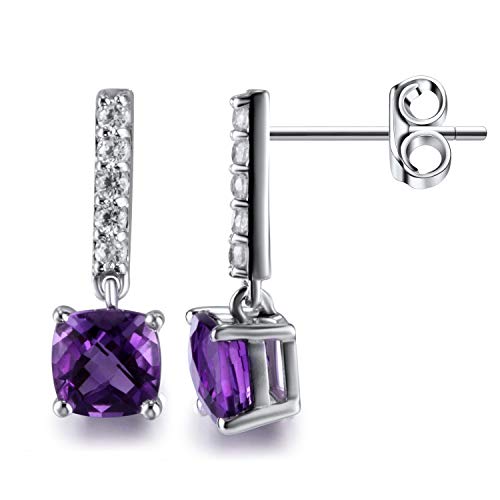 Pendientes de amatista natural para mujer con plata de ley 1