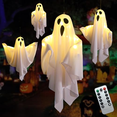Fantômes suspendus Halloween avec télécommande pour déco de jardin - 2