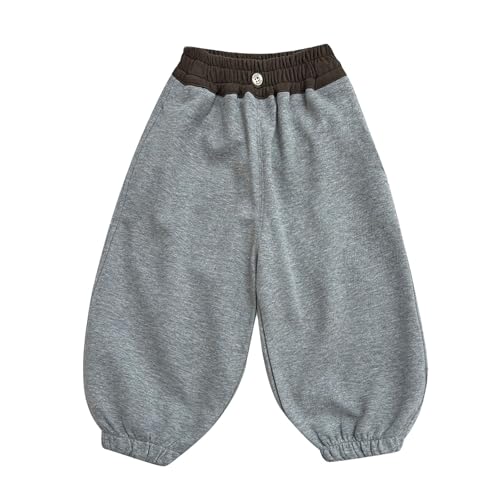 Toddler Baby Boys Cotton Pants Fall Casual Baggy Sweatpants Trendy Color Block Drawstring Elastic Waist Loose Joggers