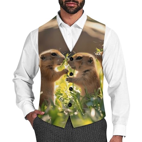 A Group of Prairie Dogs Novelty Men's Suit Vest Casual Formal Dress Vests Business Waistcoat