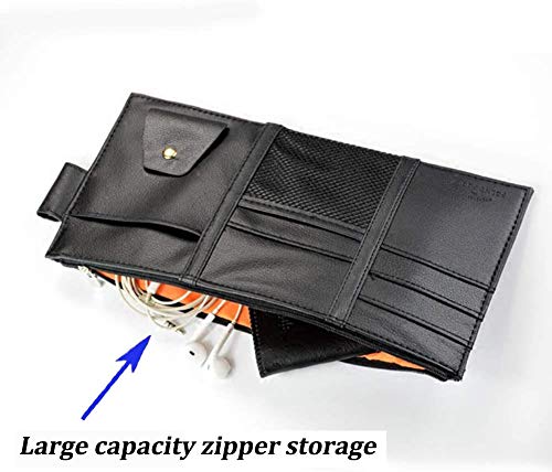 SEMBEM Car Visor Organizer, Auto Interior Accessories, Car Truck SUV Storage Pouch Holder, with Multi-Pocket Net Zipper (Black)