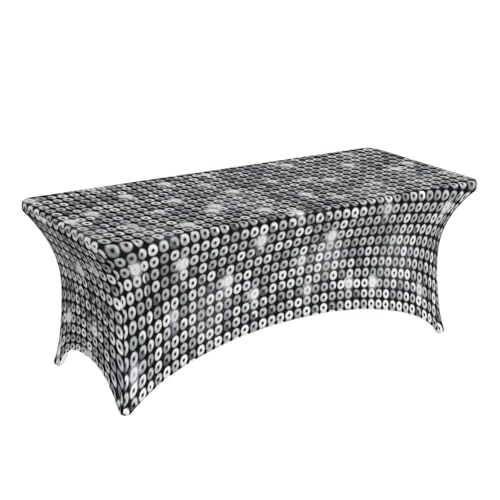 Nappe de table à paillettes argentées extensible pour grand buffet rectangulaire ou ovale - 4
