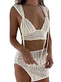 Y2k Aesthetic Skirt Sets Women 2 Piece Outfits Crop Top and Skirt Set for Women Y2k Sets 2 Piece Outfit (White,S,Small)