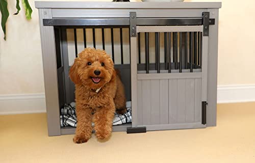 New Age Pet Ecoflex Homestead Sliding Barn Door Furniture Style Dog Crate -Grey, Large (Ehdbc15-05L) #TOP3