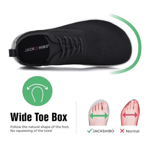 JACKSHIBO Sapatos masculinos descalços sem cadarço, minimalista, tênis de caminhada, bico largo, sol