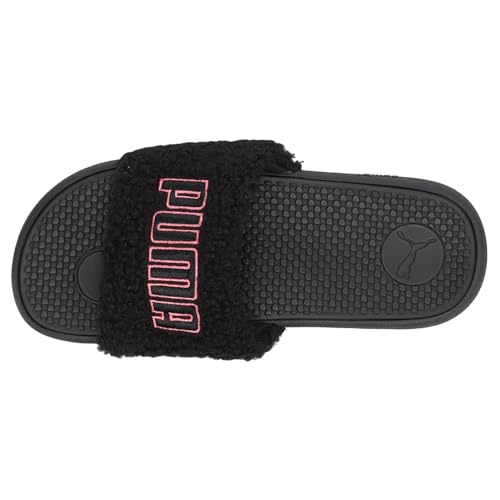 PUMA PUMA Cool Cat Sherpa Slide Sandal, Black-Peony, 4 US Unisex Big Kid