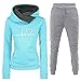Generisch Damen Sportanzug Set 3/4 Oversize Sommer Winter, Damen Trainingsanzug Set 2-Teilig Heartbeat Print Hoodie Jogginghose Sweatshirt Hose Zweiteiler Jogginganzüge Kapuzenpullover