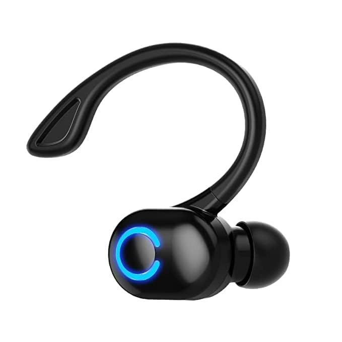 esportic Super Mini Bluetooth Headset Wireless Headphone Stereo Earhook Support Hands Free Call Music Playback Wireless Range: 10 M,Charging Time: 40m Good Battery Backup & Show Display -(Black).