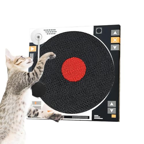 Cat Scratching Turntable, Interactive Scratching Board for Cats, Cat DJ Scratching Board, Cat Scratcher with Toy Ball, Cat Scratch Board with Ball Toy, Vinyl Record Cat Scratcher