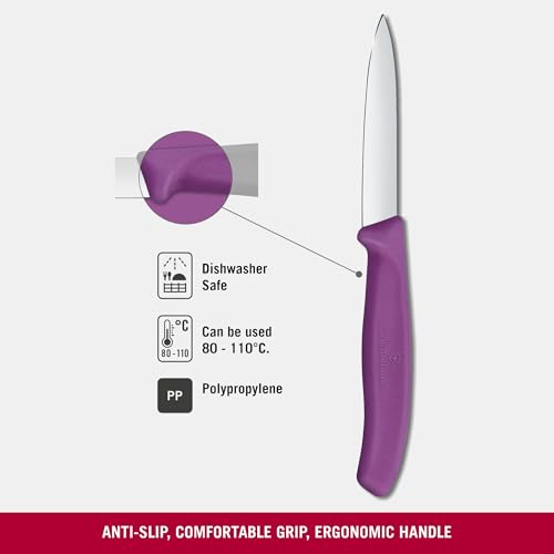 Image of Victorinox Swiss Made Stainless Steel Swiss Classic Paring Knife, Straight Edge, Kitchen Tool, Kitchen Item, 8 cm, Purple, 6.7605.C1