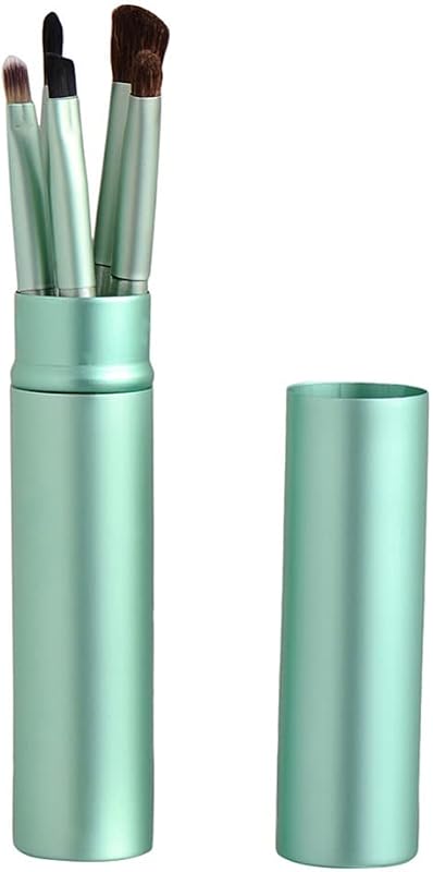 Kit de 5 pincéis mini para maquiagem dos olhos AKOAK com tubo de alumínio – Verde