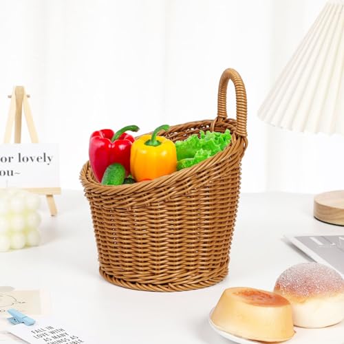 Cestas colgantes con mango organizadoras hechas de mimbre tejida pack de 2 3