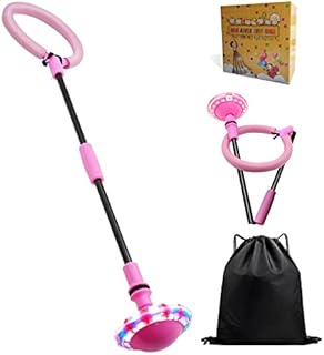 T'PUPU Flashing Jumping Ball,Ankle Skip Ball,Jumping Ring Swing Ball Toy (No Battery Required),Colorful Flashing Foldable Skip Ball for Kids Adults (Pink)