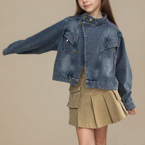 Girls Denim Jacket Casual Comfortable Retro Denim Coat Kids Button Up Long Sleeve Outwear Fall Winter Clothes3