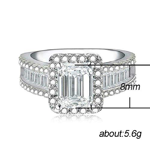 LVTING Princess Cut Cubic Zirconia Ring 925 Silver Engagement Wedding Ring CZ Simulation Diamond Ring Gorgeous Personality Square Wheel Ring Marriage Studded Ring for Women2